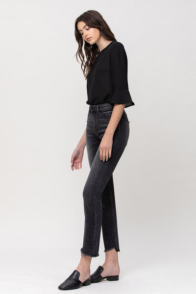 HIGH RISE STRAIGHT CROP W UNEVEN HEM DETAILS DELTA