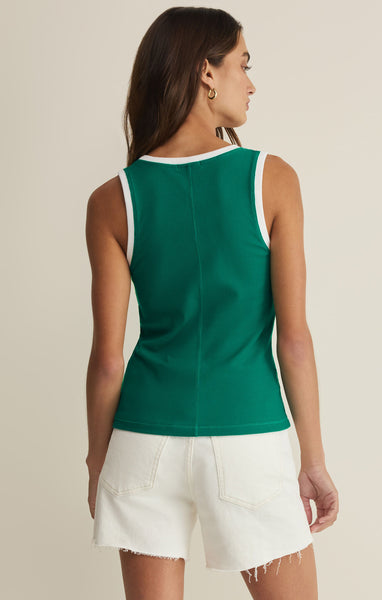 Z SUPPLY SIRENA RIB COLORBLOCK TANK RAINFOREST