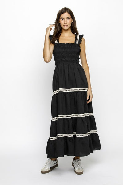 BLACK IVORY RUFFLED SUNDRESS