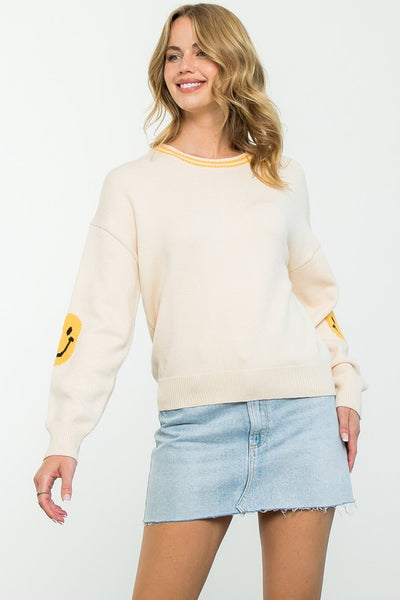 THML CREAM SMILEY STRIPED SWEATER FINAL SALE