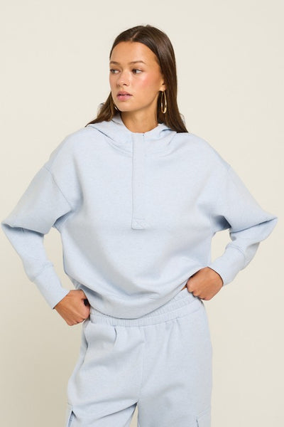 HALF ZIP PULLOVER HOODIE LT BABY BLUE
