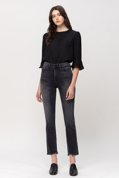 HIGH RISE STRAIGHT CROP W UNEVEN HEM DETAILS DELTA