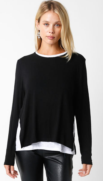 OLIVACEOUS ILLUSION CREW NECK BLACK WHITE