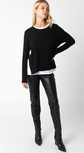 OLIVACEOUS ILLUSION CREW NECK BLACK WHITE