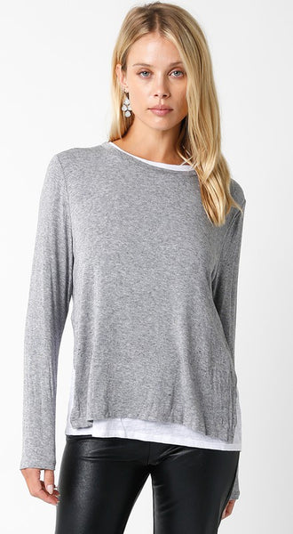 OLIVACEOUS ILLUSION CREW NECK GREY WHITE