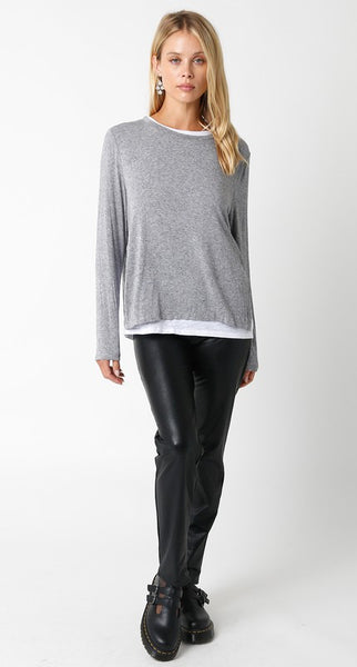 OLIVACEOUS ILLUSION CREW NECK GREY WHITE