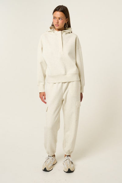 HALF ZIP PULLOVER HOODIE LT HEATHER