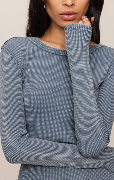 Z SUPPLY ARLET MINI THERMAL TOP MINERAL BLUE