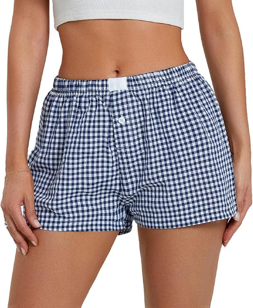 UNIVERSITY OF MICHIGAN PLAID GINGHAM LOGO SHORTS