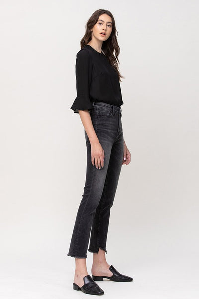 HIGH RISE STRAIGHT CROP W UNEVEN HEM DETAILS DELTA