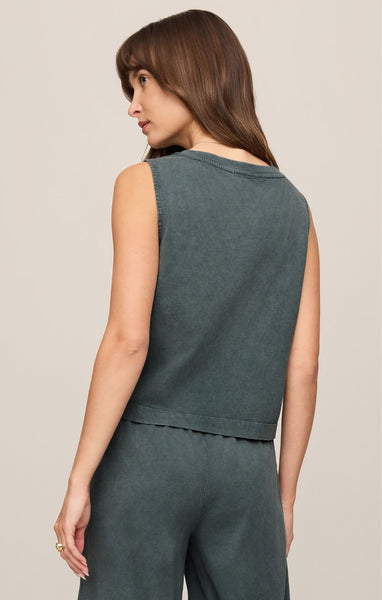 Z SUPPLY SLOANE V-NECK TOP EMERALD COVE