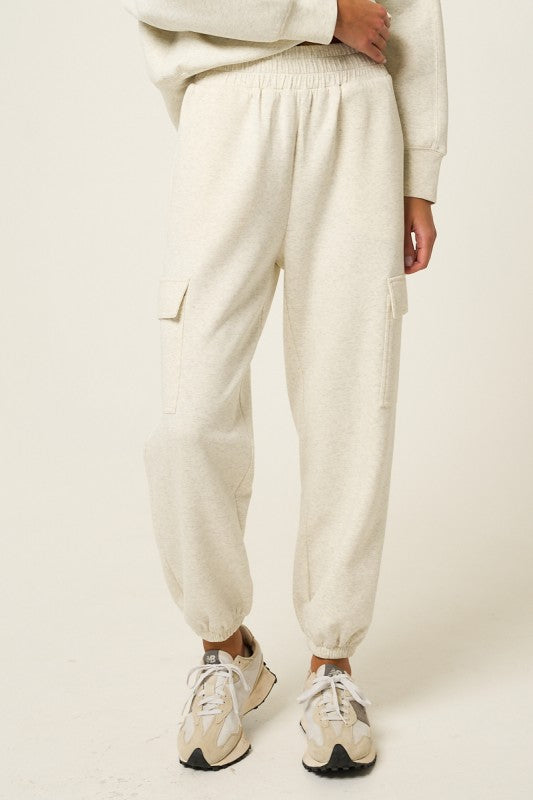 SOFT STRETCH CUFFED JOGGERS LT HEATHER
