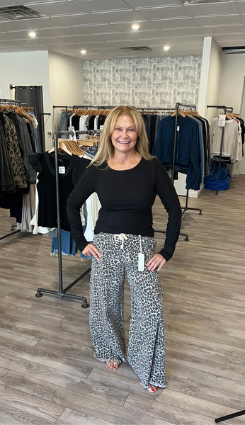 VINTAGE HAVANA LEOPARD DENIM WIDE LEG PANT