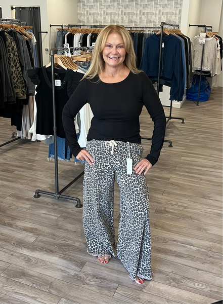 VINTAGE HAVANA LEOPARD DENIM WIDE LEG PANT