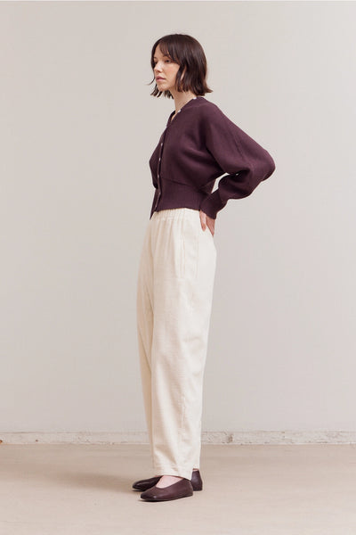 AUBERGINE BUTTON UP TO NECK CARDIGAN