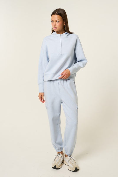 HALF ZIP PULLOVER HOODIE LT BABY BLUE