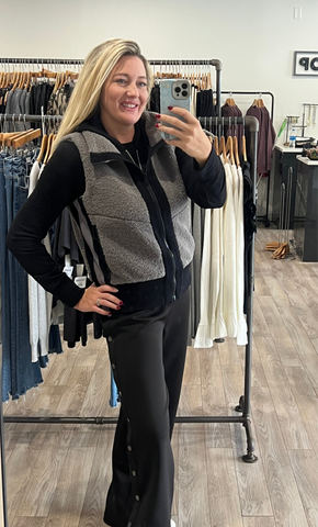 ELAN ZIP UP VEST GREY BLACK