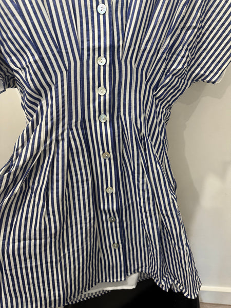 THML BLUE WHITE STRIPED BUTTON FRONT DRESS