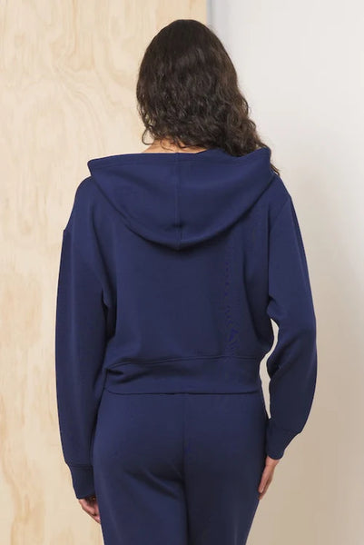 VINTAGE HAVANA COLLEGIATE NAVY CLOUD FLEECE CROP ZIP UP
