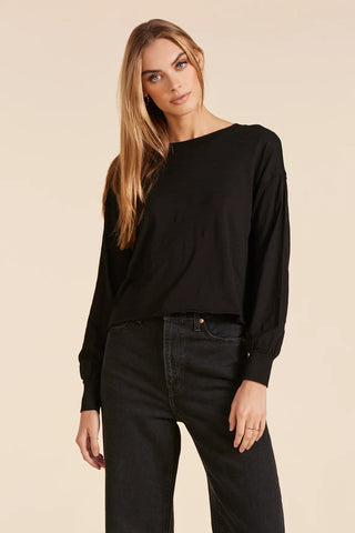 BOBI BOXY LONG SLEEVE TEE BLACK