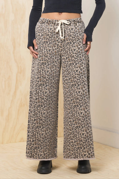VINTAGE HAVANA LEOPARD DENIM WIDE LEG PANT