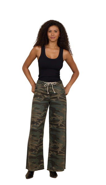 VINTAGE HAVANA FOREST CAMO TENCEL WIDE LEG PANT