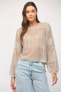 FATE OATMEAL OPEN KNITTED SWEATER