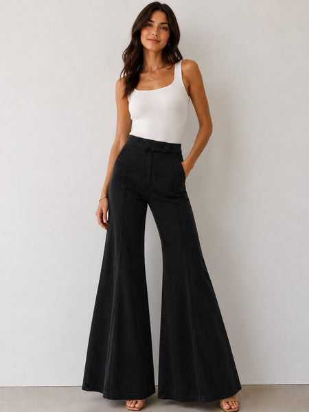FATE BLACK HIGH WAISTED FLARE PANTS
