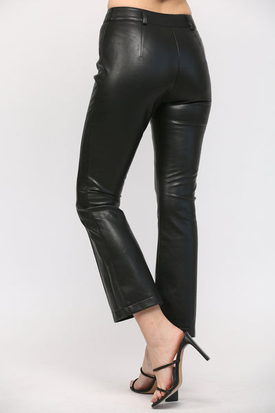 FATE FAUX LEATHER PINTUCKED FRONT FLARE PANTS FINAL SALE