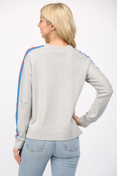 FATE GREY MULTI STRIPED SLEEVE SWEATER