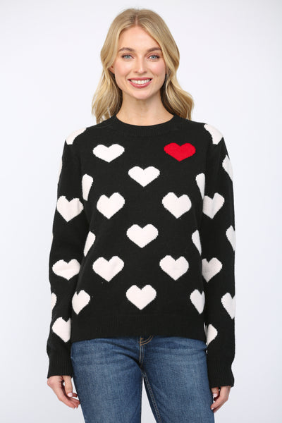 FATE BLACK HEART PATTERN SWEATER