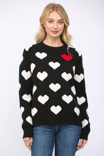 FATE BLACK HEART PATTERN SWEATER
