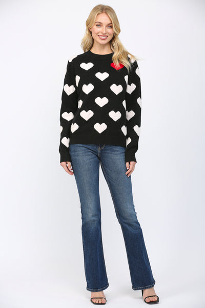 FATE BLACK HEART PATTERN SWEATER