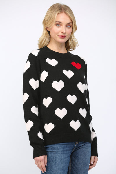 FATE BLACK HEART PATTERN SWEATER
