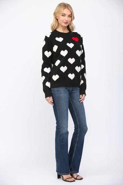 FATE BLACK HEART PATTERN SWEATER