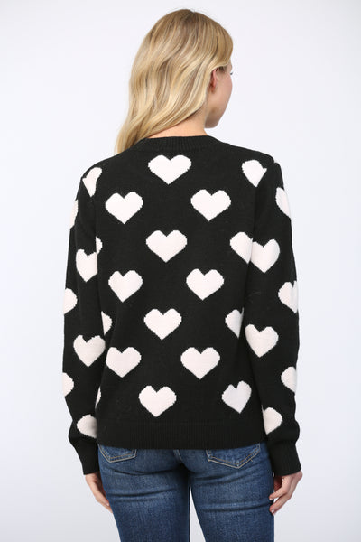 FATE BLACK HEART PATTERN SWEATER