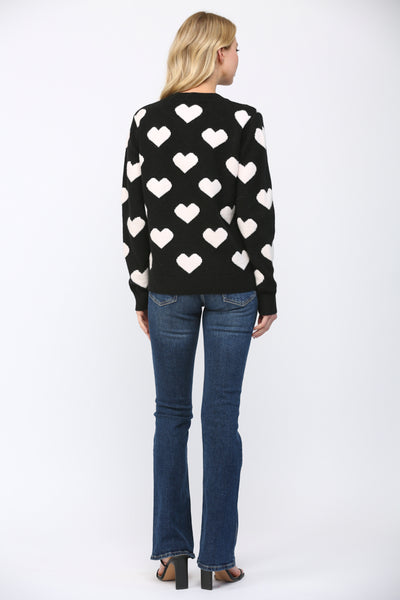 FATE BLACK HEART PATTERN SWEATER