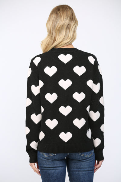 FATE BLACK HEART PATTERN SWEATER