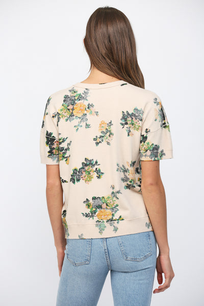 FATE FLORA PRINTED SHORT SLEEVE SPRING SWEATER