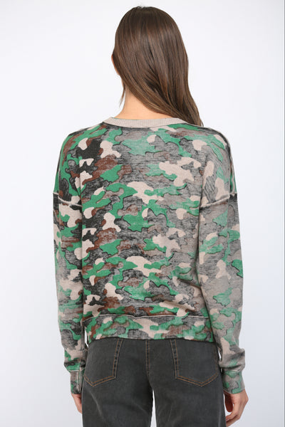 CAMO PRINT CREW SWEATER