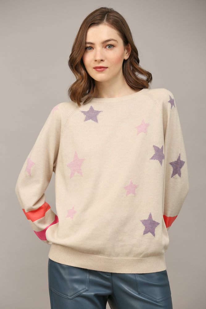 FATE STAR INTARSIA SWEATER TAUPE