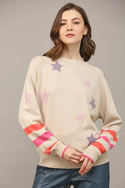 FATE STAR INTARSIA SWEATER TAUPE