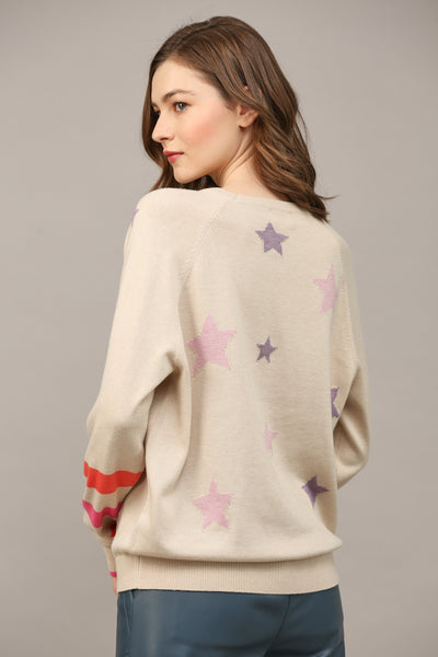 FATE STAR INTARSIA SWEATER TAUPE