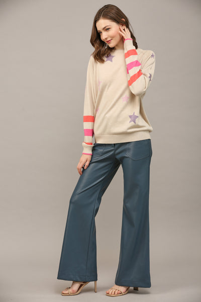 FATE STAR INTARSIA SWEATER TAUPE