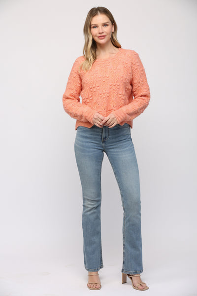 FATE SHERBET SCALLOP POM SWEATER