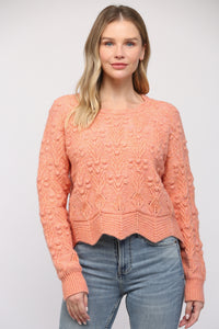 FATE SHERBET SCALLOP POM SWEATER