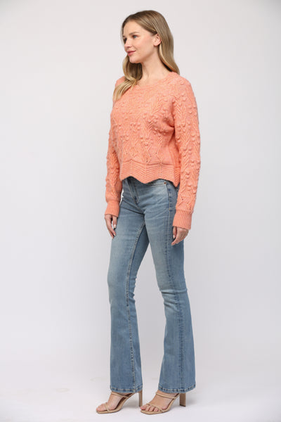 FATE SHERBET SCALLOP POM SWEATER