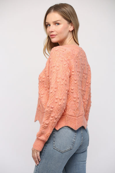 FATE SHERBET SCALLOP POM SWEATER