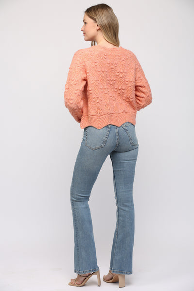 FATE SHERBET SCALLOP POM SWEATER