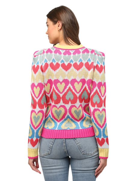 FATE HEART JACQUARD PUFF SWEATER